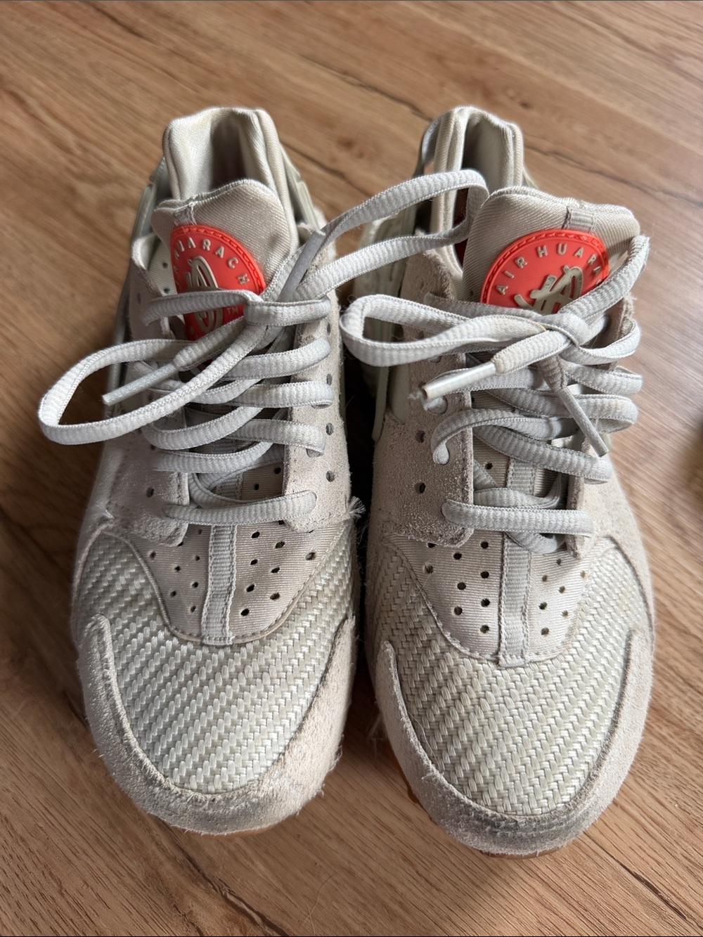 Nike Tan and Orange Huarache Sneakers